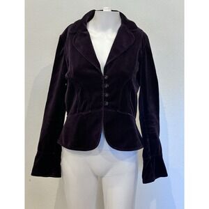 Ann Taylor LOFT Petite Purple Velvet Blazer Jacket Sz 6 Dark Academia Whimsigoth